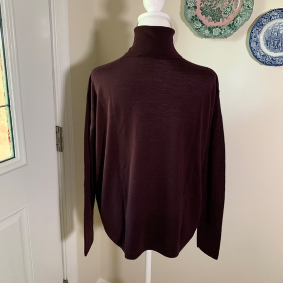 Everlane Burgundy Maroon Square Wool Turtleneck Sweater Small - Picture 2 of 4